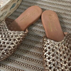 Coconuts by Matisse Gold Woven Mules